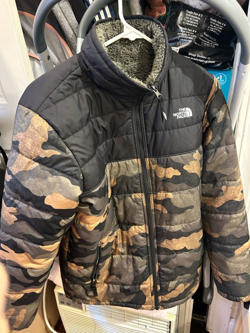 The North Face Camo Quilted Jacket in Black and Brown Tones